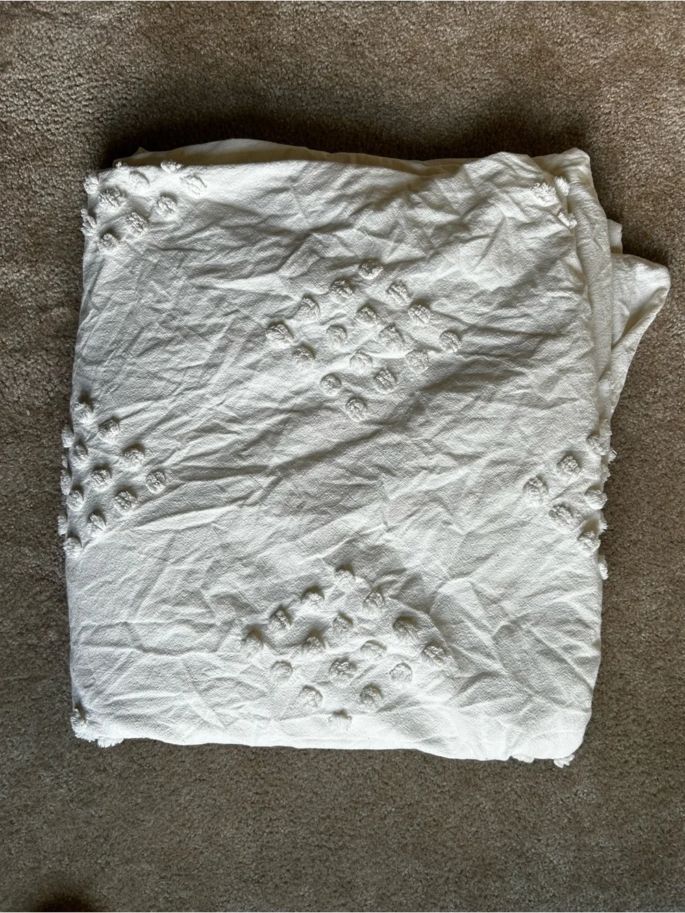 Urban Outfitters Cream Diamond Tufted Duvet Cover F/Q